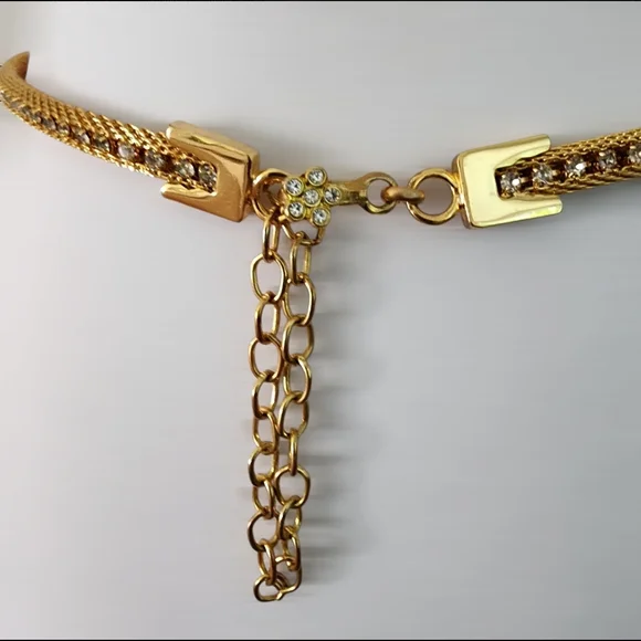 Vintage Gold Mesh Belt with Rhinestones - Picture 14 of 15